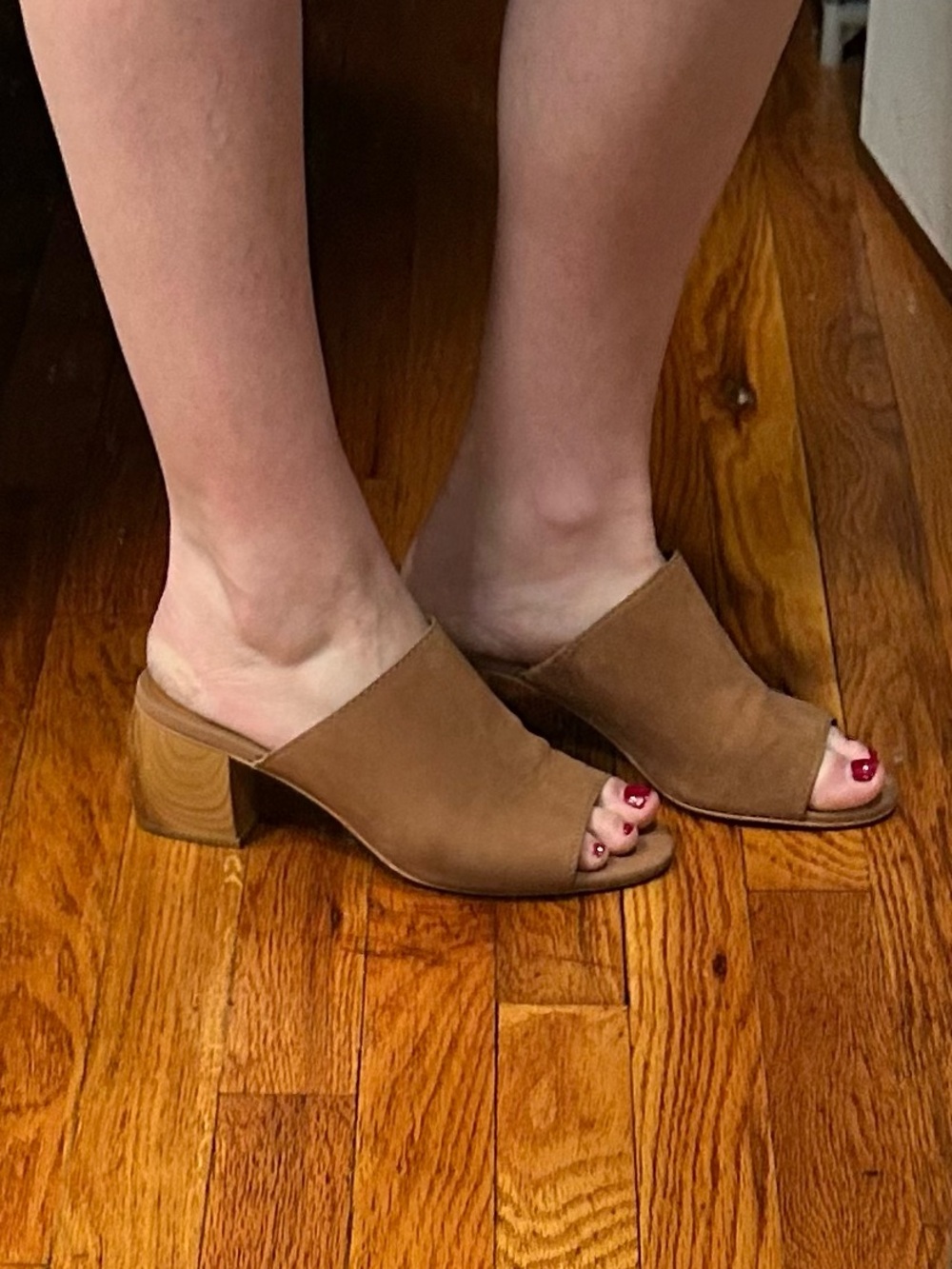 🍀Lucky Brand Nicholia Brown Leather Mules Sandals Chunky Block Heel - Picture 15 of 16